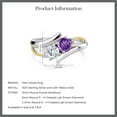 thumbnail image 5 of Gem Stone King 1.00 Ct Purple Amethyst 925 Silver and 10K Yellow Gold Lab Grown Diamond Two Stone Crossover Ring (Size 6), 5 of 5