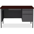 thumbnail image 2 of Lorell Fortress Series 48" Right Single-Pedestal Desk - Laminated Rectangle, Mahogany Top - 30" Table Top Length x 48" Table Top Width x 1.13" Table Top Thickness - 29.50" Height - Assembly Required -, 2 of 2