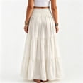 thumbnail image 4 of Yungyresw Women's Casual Maxi Skirt Elastic Waist Loose Flowy Tiered Skirts Boho Style Comfortable Solid A Line Skirt For Women Beige L, 4 of 7
