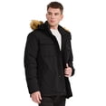 thumbnail image 4 of WenVen Men's Winter Warm Coat Puffer Jacket Thicken Long Sleeve Waterproof Parka Black L, 4 of 10