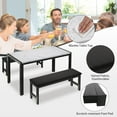 thumbnail image 4 of UHOMEPRO Dining Table Set for 4, Faux Marble Kitchen Table with 1 Table and 2 Black Velvet Cushion Benches, Dining Room Set for Small Spaces, 4 of 8