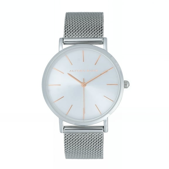 Alfred Sung Ladies Dress Silver Sunray Dial Mesh Watch
