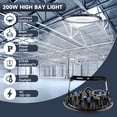 thumbnail image 6 of 4Pack LED High Bay Light,200W,34,000LM, 5000K Daylight UFO High Bay LED Shop Lights with U Bracket, IP65 Waterproof Lamp, 70000+ Hours Lifetime, Garage Lighting for Workshop Warehouse Factory Barn, 6 of 8