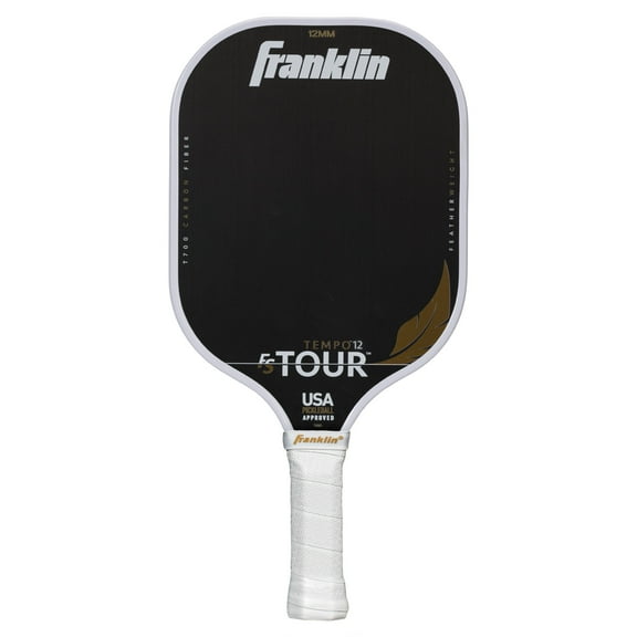 Franklin Sports Pro Pickleball Paddles - FS Tour Featherweight Series Lightweight Paddles - USA Pickleball Approved - Raw Carbon Fiber Surface - Tempo - 12mm Polymer Core - White