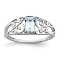 thumbnail image 3 of 925 Sterling Silver Rhodium Plated Aquamarine Ring Size 6, 3 of 6