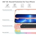 thumbnail image 5 of for iPhone 13 mini Case with Ring Stand, Heavy Duty Military Grade Rugged Shockproof Silicone Rubber Magnetic 360 Ring Kickstand Holder Case for Women Girls For iPhone 13 mini, Rosegold Colorful, 5 of 6