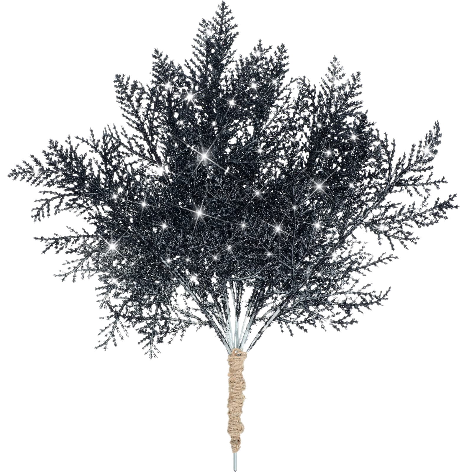 Branches De Pin Artificielles Enneigées - Lot De 24 Tiges De 11 Pouces - Décoration Noël Givrée Pour Couronnes, Guirlandes, DIY