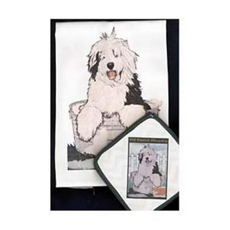 

Dish Towel and Pot Holder Set - Old English Sheepdog