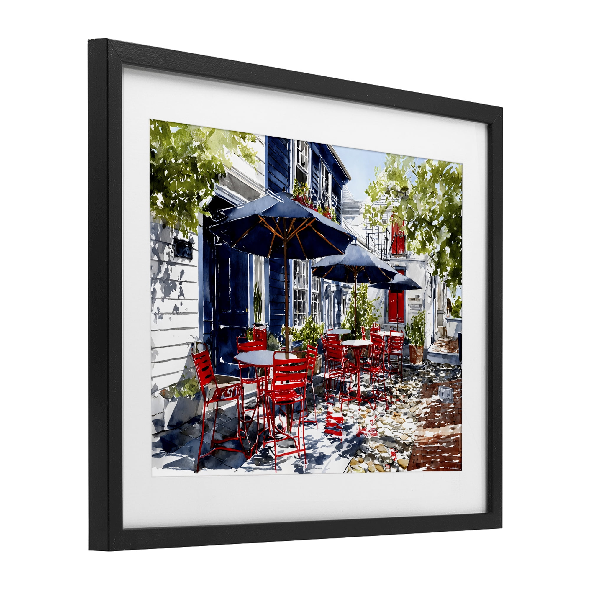 Stupell Industries Cafe Classic Red Chairs Black Framed Print Under Glass, design by Franklyn Gregory