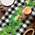 thumbnail image 3 of St. Patrick's Day Table Runner - 108 Inch Long Lucky Shamrock Grasses Black White Plaid Cotton and Linen Blended Dress Scarves Farmhouse Table Runner for Kitchen Dining, Coffee Table, 13" x 108", 3 of 8