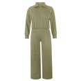 thumbnail image 5 of ZsaeSM Women 2 Piece Casual Tracksuit Sets Half Zip Lapel Sweatshirt & Drawstring Wide Leg Pants Comfy Lounge Outfit Set Army Green L, 5 of 7
