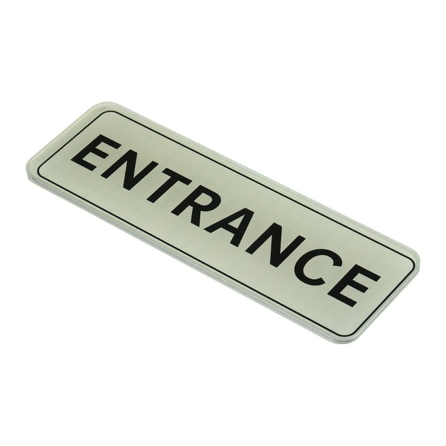Unique Bargains 9'x3' ENTRANCE Sign Acrylic Self Adhesive Door Sticker Wall Sign Silver