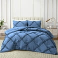 thumbnail image 2 of D.N.G. BEDDINGS 1 Piece Luxurious Diamond Ruffle Comforter Super Soft, All Season Pintuck 800 Thread Count, 100% Egyptian Cotton, King/California King Size Medium Blue Color, 2 of 9