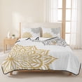 thumbnail image 3 of Full Quilt Set 78''x90'', Boho Gray Beige Floral Lightweight Summer Bedspread Coverlet Set with 2 Pillow Shams, Retro Abstract Art Flowers Breathable All Season Quilt Bedding for Bedroom/Guest Room, 3 of 9