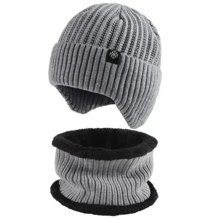 

SHENZHHONGCYC Cozy warm and stylish men‘s thermal knitted winter hat and neck gaiter set - perfect gear for bikers and skiers seeking comfort