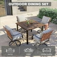 thumbnail image 6 of Grand Patio 5-Piece Outdoor Dining Set with 4 Steel Leather-Look Resin Wicker Chairs and 1 Square Woodgrain Table, Brown, 6 of 11