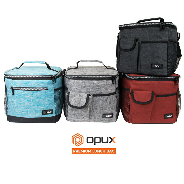 OPUX Insulated Lunch Box Men Women, Large Soft Cooler Bag Work School  Picnic, Leakproof Tote Shoulder Strap Kid Adult (Black, Medium)