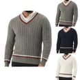 thumbnail image 4 of Men's Cable Knit V-Neck Sweater Long Sleeve Classic Fit Casual Pullover Top, 4 of 4
