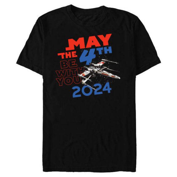 Star Wars May the 4th Be With You 2024 Luke’s X-Wing Fighter - Short Sleeve Blended T-Shirt for Adults - Customized-Black