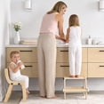 thumbnail image 2 of Step Stool  Foldable For Convert To Chair Bathroom Sink & Potty Wooden Stools W Non Slip Base Kitchen Bedroom, 2 of 8