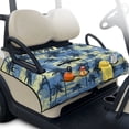 thumbnail image 2 of COEQINE 2-in-1 Golf Cart Seat Cover & Carry Bundle, Folds Like a Bag with Handle, Universal Fit for Two-Seaters, 4 Storage Pockets, Machine Washable Polyester, Blue Vintage Palm Tree, 2 of 8