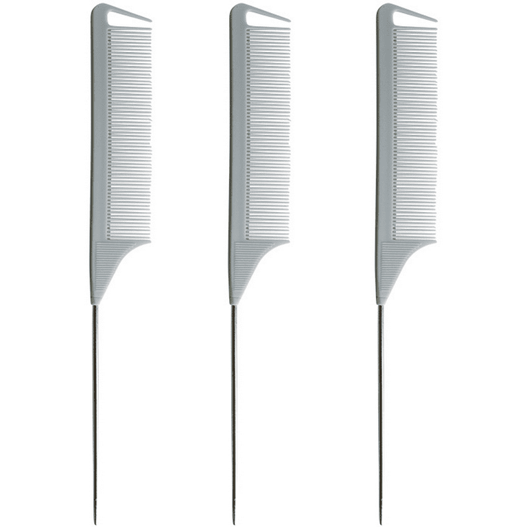 Parting Hair Comb Braids Rat Tail Comb Steel Pin Carbon Fiber Teasing Combs
