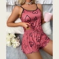 thumbnail image 4 of HCYSFG Women's Color Block Pajama Sets 2 Piece Sleeveless Tank Top Sleepwear With Loose Fit Soft Comfortable Casual Shorts Set, 4 of 7