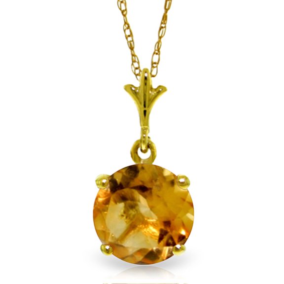 Galaxy Gold GG 14K Yellow Gold Citrine Pendant Necklace - November Birthstone - Warmth & Prosperity - 16" to 24" - Fine Jewelry for Women