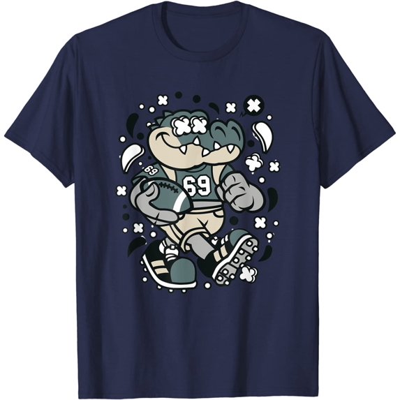 Football Crocodile Alligator Animal Holding Football Pigskin T-Shirt