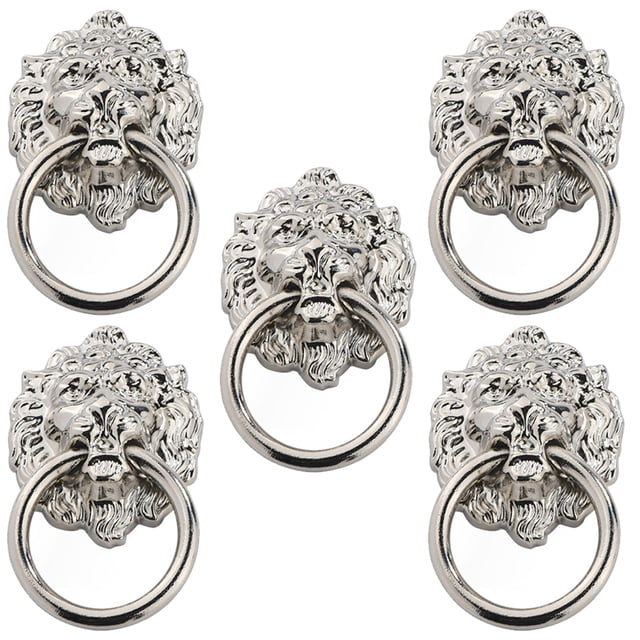 Shisuyan 5pcs Lion Head Pull Handles Cabinet Pull Knobs Zinc Alloy Rings Pull Handles