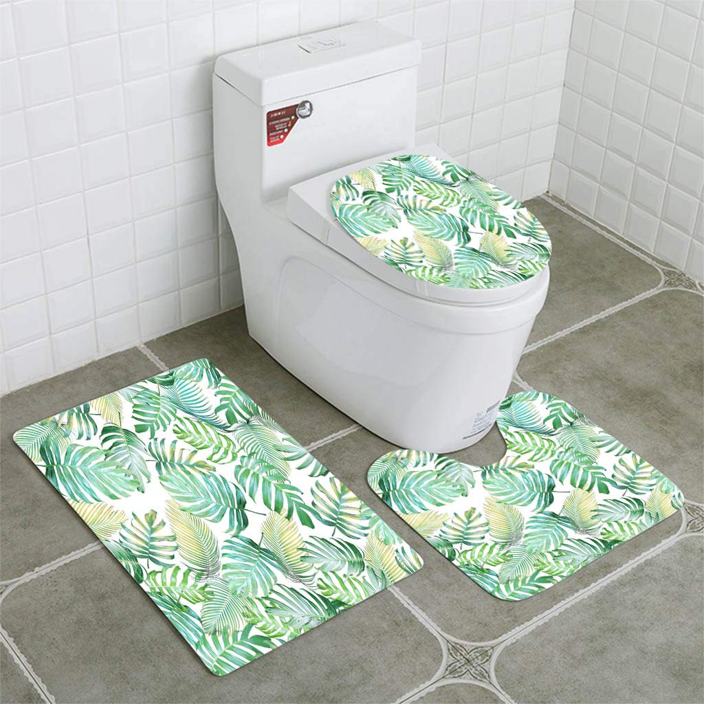 CHAPLLE Tropical leaves seamless Monstera philodendron and palm leaves in light 3 Piece Bathroom
