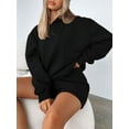 thumbnail image 7 of FEORJGP Women 2 Piece Sweatsuit Long Sleeve Hoodies Solid Color Hooded Sweatshirt Pullover Jumper Tops and Shorts Outfits Trendy Loose Casual Fit Loungewear for Summer Spring, 7 of 7