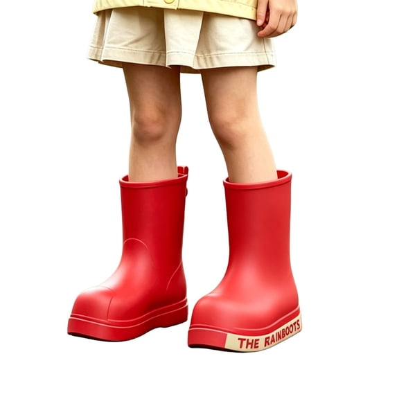 Otqutp Toddler Boys Girls Rainboots Letter Print Waterproof Rubber Rain Shoes Non Slip Mid Calf Boots Outdoor Water Shoes