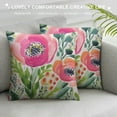 thumbnail image 3 of HENGT  Throw Pillow Cover Colorful Bohemian Peach Floral Boho Watercolor Pink Painterly Decorative Pillow Case Home Decor Square Pillowcase, 3 of 5