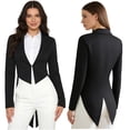 thumbnail image 2 of iiniim Women's Suit Balzer Long Sleeve Tailcoat Jackets Pageant Evening Cocktail Party Tuxedo Dress Coats Black L, 2 of 7
