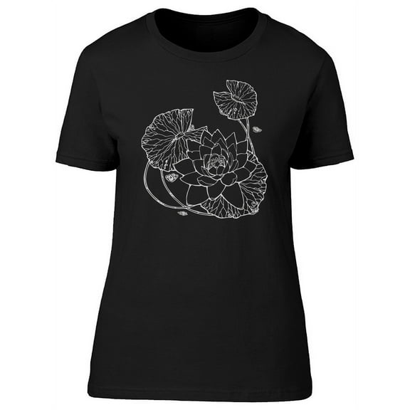 Lovely Grunge Lily Flower Sketch T-Shirt Women -Image by Shutterstock, Female XX-Large