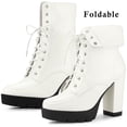 thumbnail image 2 of Unique Bargains Bottines à Plateforme à Talon Épais à Lacets Pliables pour Femmes, 2 of 7