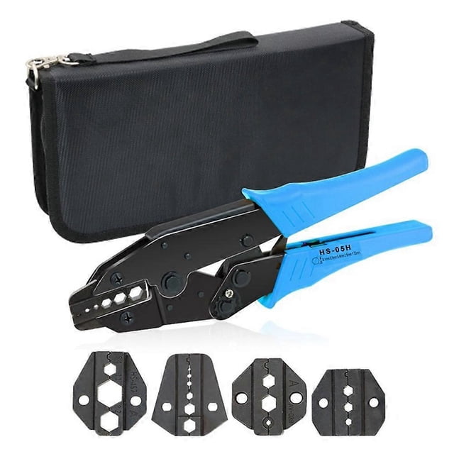 Coaxial Cable Crimping Pliers Set HS-05H Crimping Pliers with 4 Jaws are Suitable for RG55 RG58 RG59, 62 Ratchet Tools.