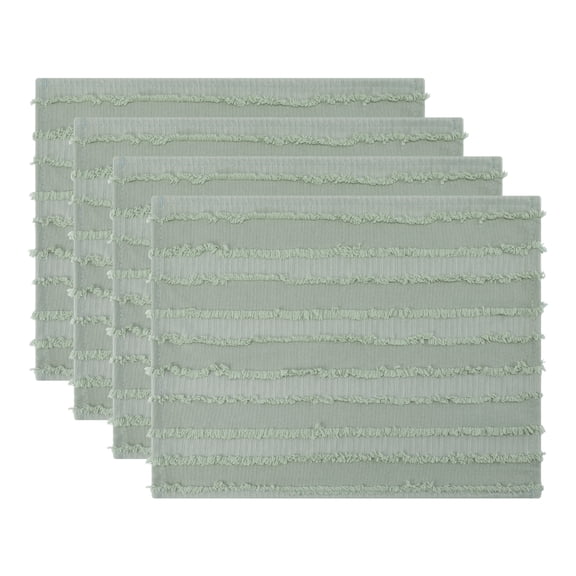 REGALWOVEN Rustic Placemats Set of 4 Rectangular Cotton Blend Placemats for Dining Table Decor Washable Kitchen Table Mat Wipe Clean Green 15.7x11.8inch