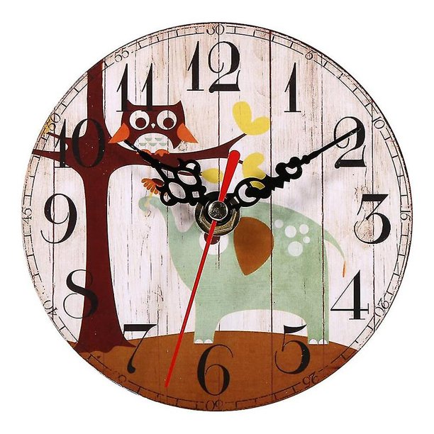 Reloj de madera para el hogar, reloj de pared redondo Retro para dormitorio, diámetro 12cm - 1
