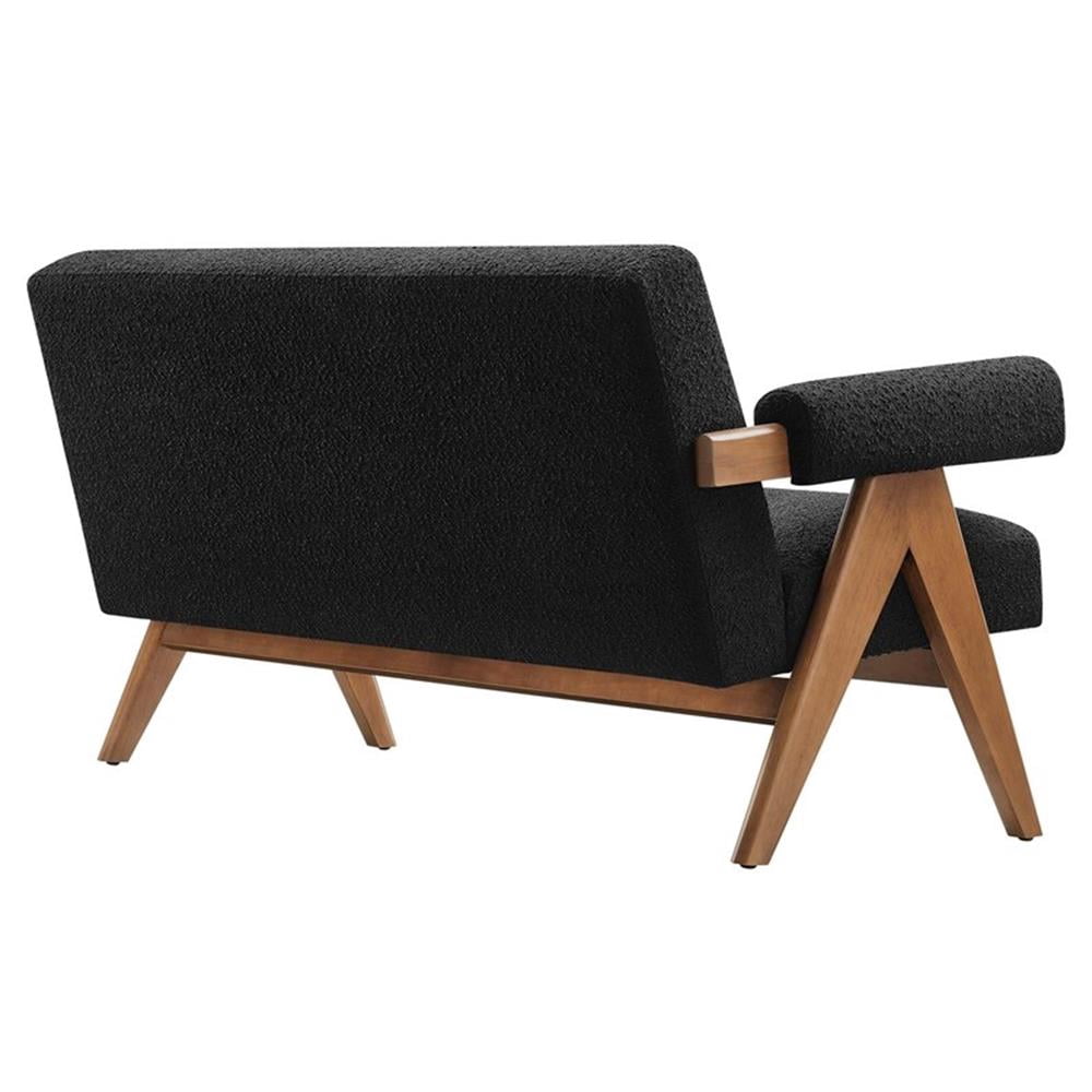 Modway Lyra Upholstered Modern Boucle Fabric Loveseat in Black