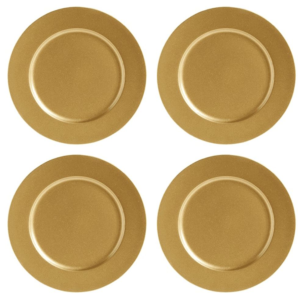 Get Goods Set of 4 Gold Round Charger Plates 