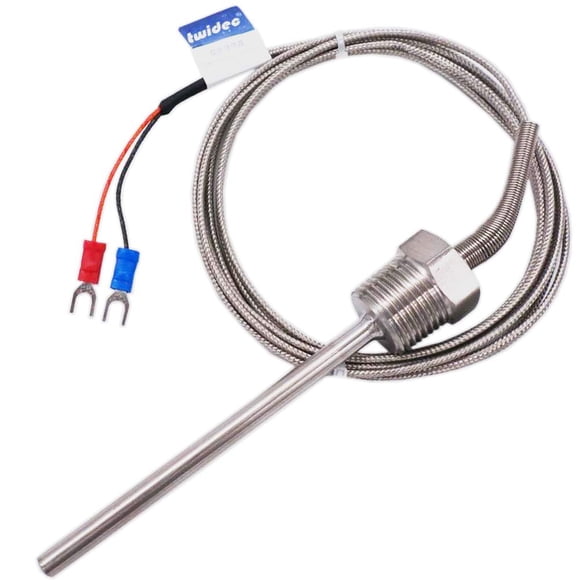 Twidec/2M NPT 1/2"inch Pipe Thread (6X100MM) Temperature Sensor Probe Two Wire Temperature Controller (0~600℃) 304 Stainless Steel K Type Thermocou