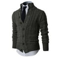 thumbnail image 2 of H2H MENS HIGH NECK TWISTED KNIT CARDIGAN SWEATER WITH BUTTON DETAILS CHARCOAL US 2XL/ASIA 3XL (KMOCAL020), 2 of 6