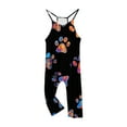 thumbnail image 4 of Odeerbi Kids Girls Summer Jumpsuit Paw Print Bib Overalls Casual Sleeveless Rompers Long Pants with Pockets 5-14 Years Black, 4 of 5