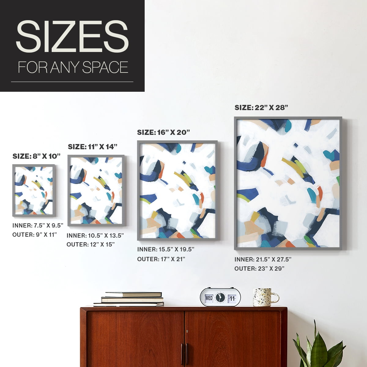 Bright Orbit I Framed Print in Gray Solid Wood Framed Print No Nail Hanging