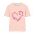 thumbnail image 4 of Abomasnow Women's Crew Neck Breast Cancer Awareness T-Shirt Casual Heart Pink Ribbon Graphic Short Sleeve Shirt Breast Cancer Fighter Pullover Tops, 4 of 4