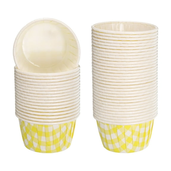 Mini Cupcake Liners, 50Pcs Cupcake Muffins Liners Cupcake Holders Paper Greaseproof Wrappers(Yellow and White)