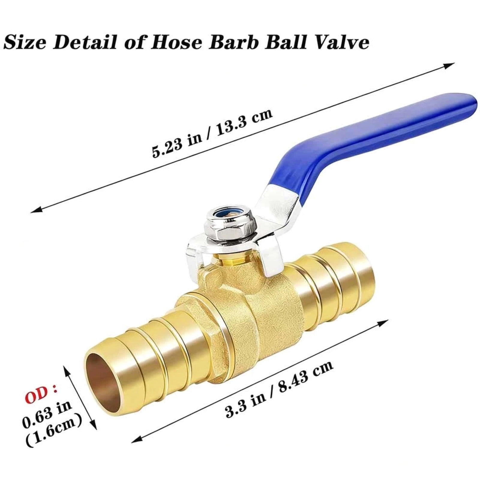 APPLAYERR 16mm Hose Barb Ball Valve With Stainless Steel Clamps For Fuel Oil Water Gas Pipeline Control Applications