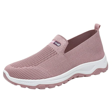 Fauean Sneakers for Women Versatile Casual Shoes Slip on Sneakers Daily Wear Going Out Pink Size 41